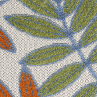 4?x 6? Ivory and Colored Leaves Indoor Outdoor Runner Rug