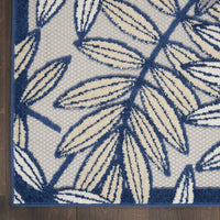 4' x 6' Ivory and Navy Leaves Indoor Outdoor Area Rug