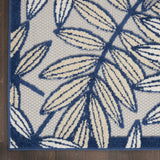 4' x 6' Ivory and Navy Leaves Indoor Outdoor Area Rug