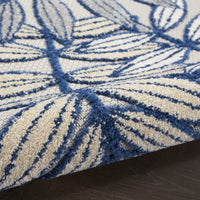 4' x 6' Ivory and Navy Leaves Indoor Outdoor Area Rug