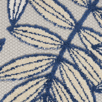 4' x 6' Ivory and Navy Leaves Indoor Outdoor Area Rug