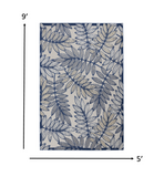 4' x 6' Ivory and Navy Leaves Indoor Outdoor Area Rug