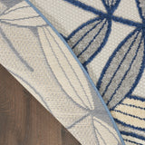 5? x 7' Ivory and Navy Leaves Indoor Outdoor Area Rug