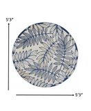5? x 7' Ivory and Navy Leaves Indoor Outdoor Area Rug