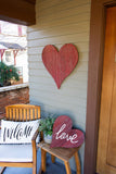 12" Farmhouse Red Wooden Heart
