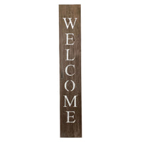 Rustic Espresso Brown and White Front Porch Welcome Sign