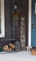 Rustic Espresso Brown and White Front Porch Welcome Sign