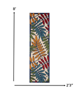 2?x 8? Multicolored Leaves Indoor Outdoor Runner Rug