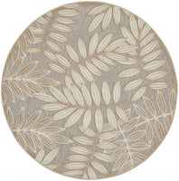 4? Round Natural Leaves Indoor Outdoor Area Rug