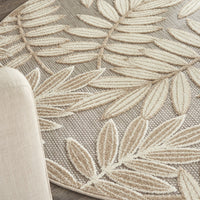 4? Round Natural Leaves Indoor Outdoor Area Rug
