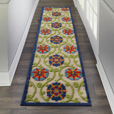 2? x 6? Blue Vines Indoor Outdoor Runner Rug