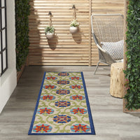 2? x 6? Blue Vines Indoor Outdoor Runner Rug