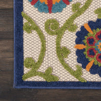 2? x 6? Blue Vines Indoor Outdoor Runner Rug