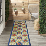 2? x 6? Blue Vines Indoor Outdoor Runner Rug