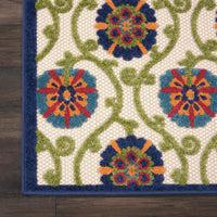 4? x 6? Blue Floral Vines Indoor Outdoor Area Rug