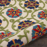 4? x 6? Blue Floral Vines Indoor Outdoor Area Rug