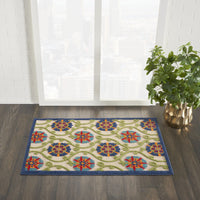 4? x 6? Blue Floral Vines Indoor Outdoor Area Rug