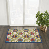 4? x 6? Blue Floral Vines Indoor Outdoor Area Rug