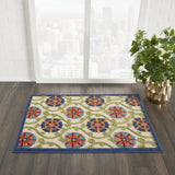 4? x 6? Blue Floral Vines Indoor Outdoor Area Rug