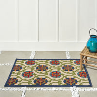 4? x 6? Blue Floral Vines Indoor Outdoor Area Rug