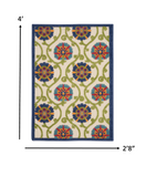 4? x 6? Blue Floral Vines Indoor Outdoor Area Rug