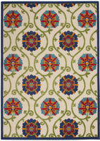 4? x 6? Blue Floral Vines Indoor Outdoor Area Rug