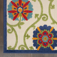 4? x 6? Blue Floral Vines Indoor Outdoor Area Rug