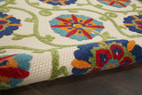4? x 6? Blue Floral Vines Indoor Outdoor Area Rug