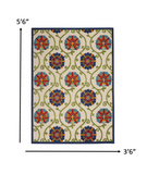 4? x 6? Blue Floral Vines Indoor Outdoor Area Rug