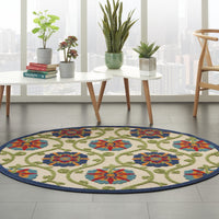 2? x 6? Blue Vines Indoor Outdoor Runner Rug