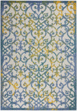 5? Round Ivory and Blue Indoor Outdoor Area Rug