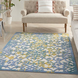 5? Round Ivory and Blue Indoor Outdoor Area Rug