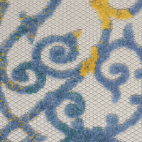 5? Round Ivory and Blue Indoor Outdoor Area Rug