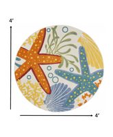 5? Round Multicolor Indoor Outdoor Area Rug