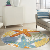 5? Round Multicolor Indoor Outdoor Area Rug