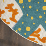 5? Round Multicolor Indoor Outdoor Area Rug