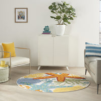 5? Round Multicolor Indoor Outdoor Area Rug