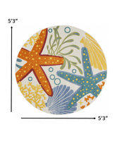5? Round Multicolor Indoor Outdoor Area Rug