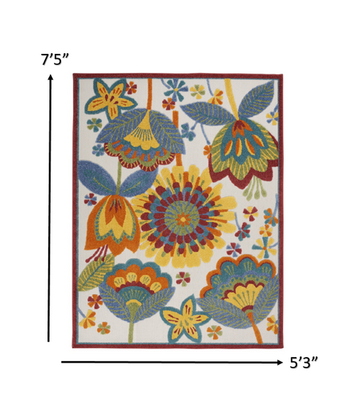 4? x 6'  Yellow and Ivory Indoor Outdoor Area Rug
