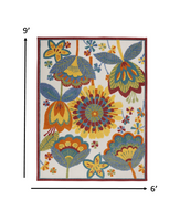 4? x 6'  Yellow and Ivory Indoor Outdoor Area Rug