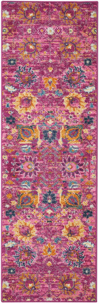 2? x 3? Fuchsia and Orange Distressed Scatter Rug