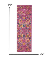 2? x 3? Fuchsia and Orange Distressed Scatter Rug