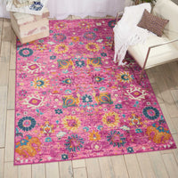 2? x 3? Fuchsia and Orange Distressed Scatter Rug