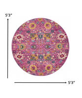 2? x 3? Fuchsia and Orange Distressed Scatter Rug