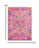 2? x 3? Fuchsia and Orange Distressed Scatter Rug