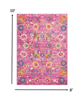 2? x 3? Fuchsia and Orange Distressed Scatter Rug