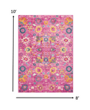 2? x 3? Fuchsia and Orange Distressed Scatter Rug