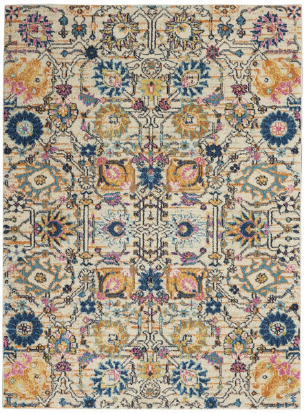 4? x 6? Ivory and Multicolor Floral Buds Area Rug