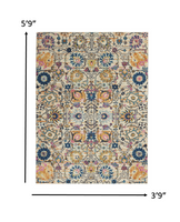 4? x 6? Ivory and Multicolor Floral Buds Area Rug