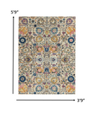 4? x 6? Ivory and Multicolor Floral Buds Area Rug